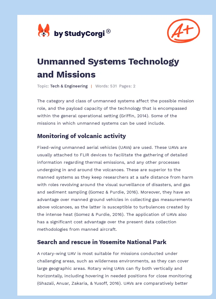Unmanned Systems Technology and Missions. Page 1