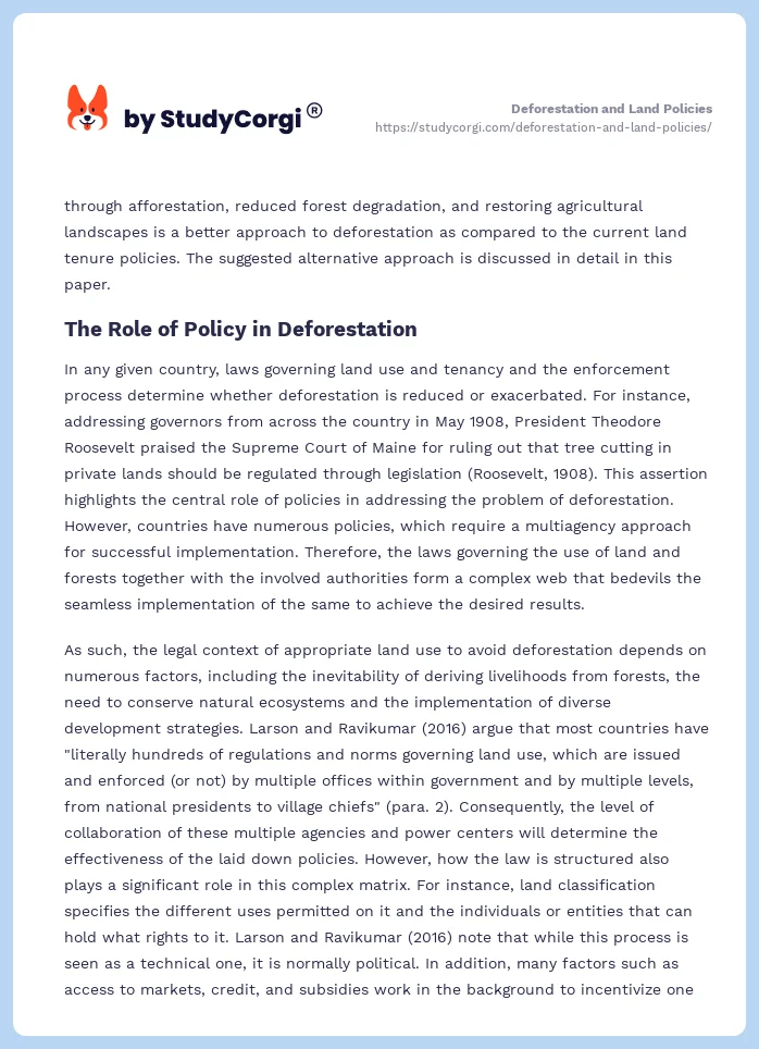 Deforestation and Land Policies. Page 2