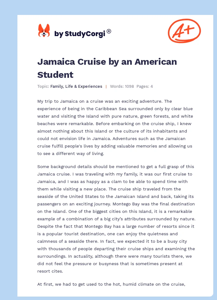 Jamaica Cruise by an American Student. Page 1