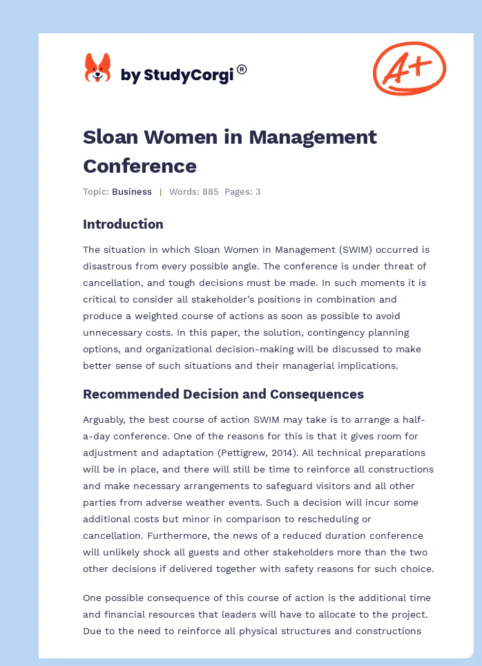 Sloan Women in Management Conference. Page 1