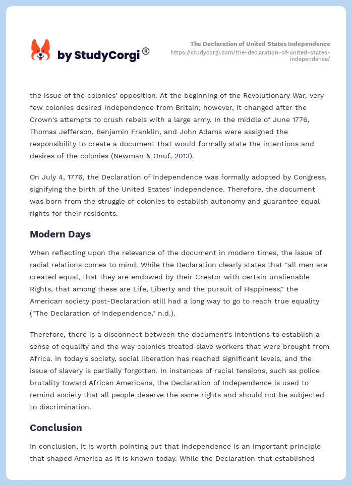 The Declaration of United States Independence. Page 2
