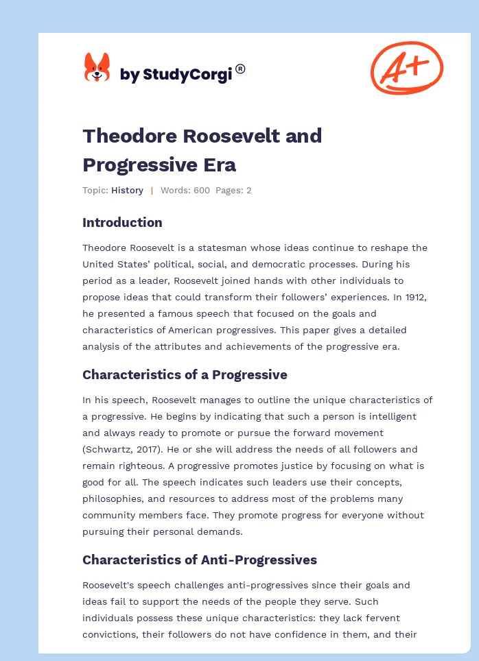Theodore Roosevelt and Progressive Era. Page 1