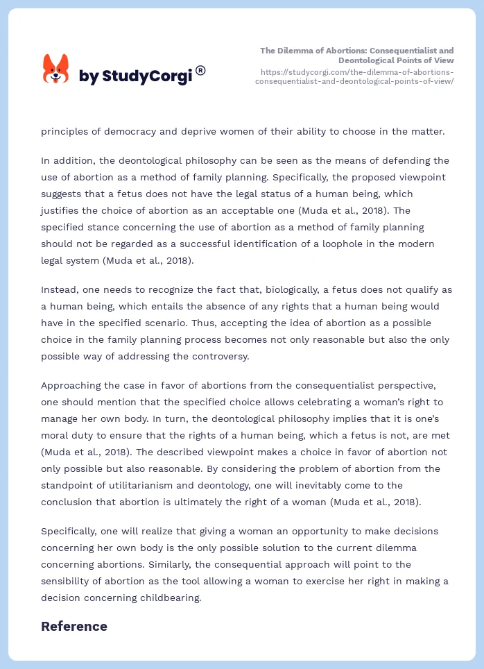 The Dilemma of Abortions: Consequentialist and Deontological Points of View. Page 2