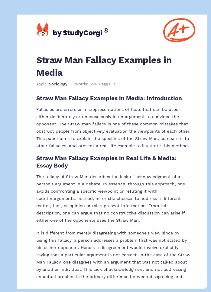 Straw Man Fallacy Examples in Media. Page 1