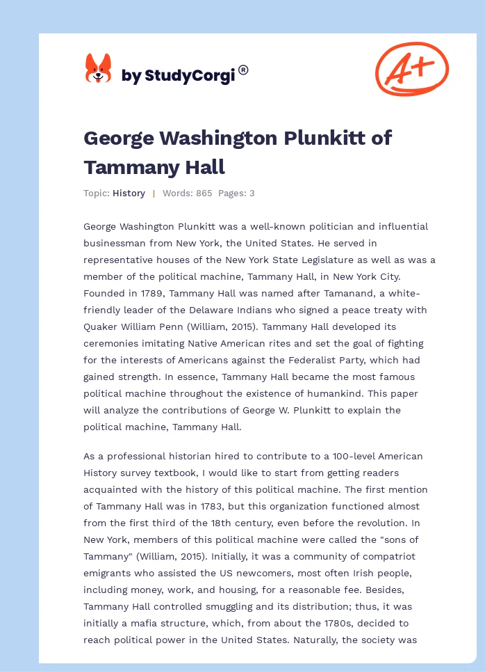George Washington Plunkitt of Tammany Hall. Page 1