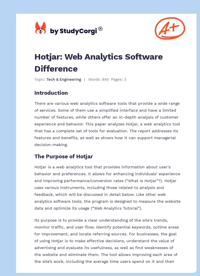 Hotjar: Web Analytics Software Difference. Page 1