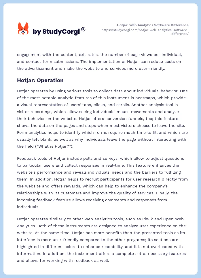 Hotjar: Web Analytics Software Difference. Page 2
