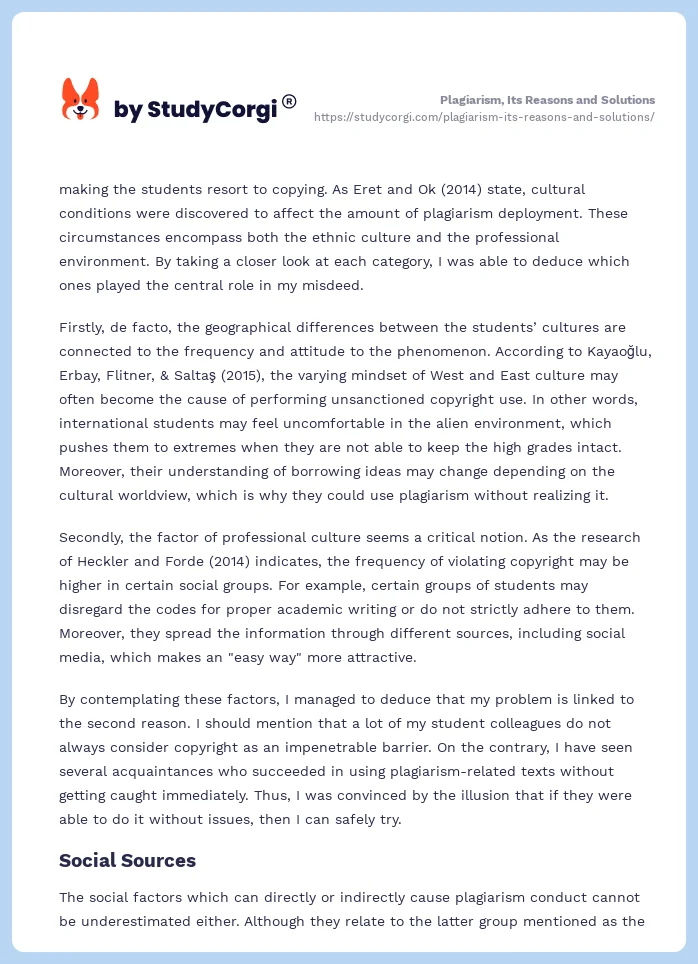 Plagiarism, Its Reasons and Solutions. Page 2