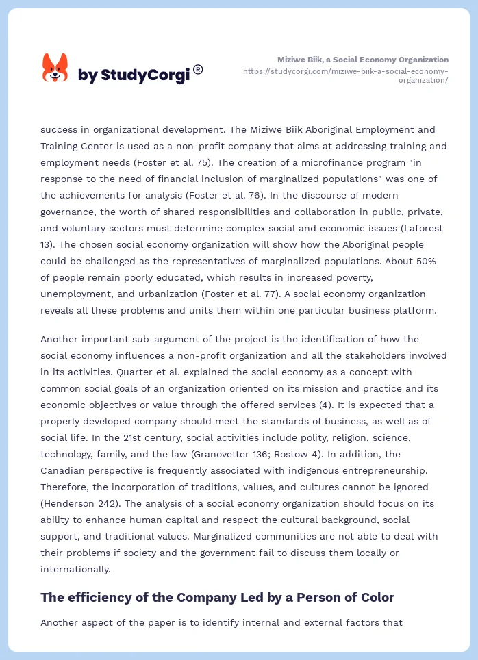 Miziwe Biik, a Social Economy Organization. Page 2