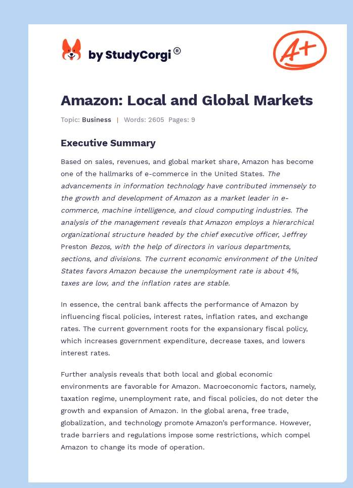 Amazon: Local and Global Markets. Page 1