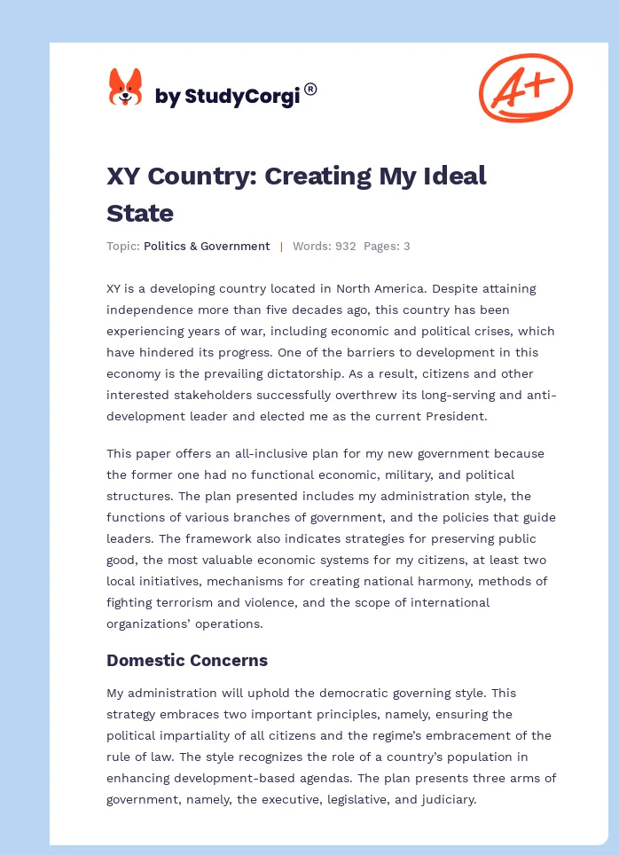 XY Country: Creating My Ideal State. Page 1