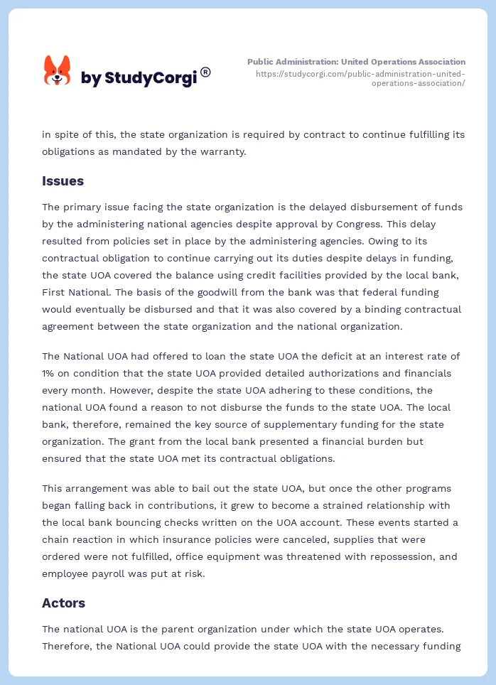 Public Administration: United Operations Association. Page 2