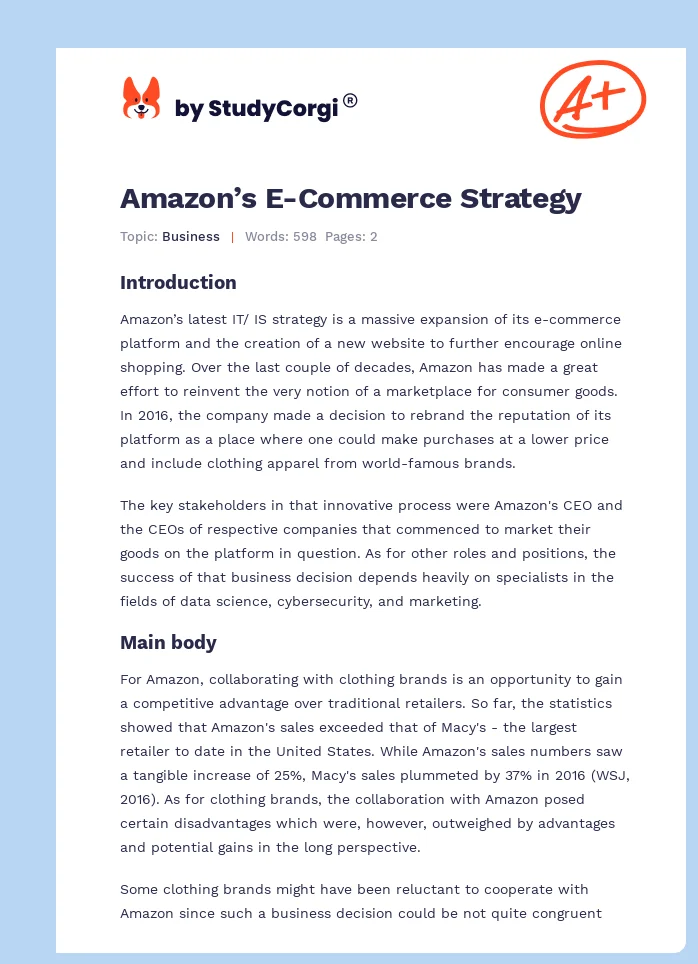 Amazon’s E-Commerce Strategy. Page 1