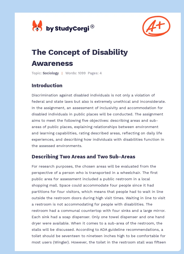 The Concept of Disability Awareness. Page 1