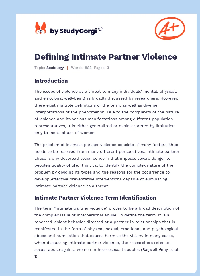 Defining Intimate Partner Violence. Page 1