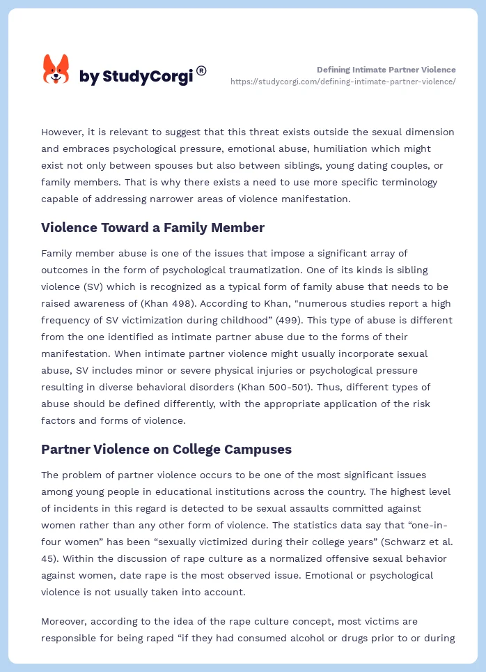 Defining Intimate Partner Violence. Page 2