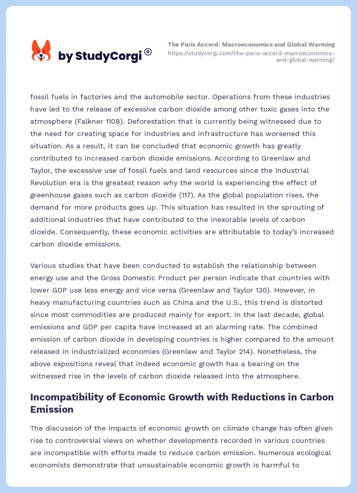 The Paris Accord: Macroeconomics and Global Warming. Page 2