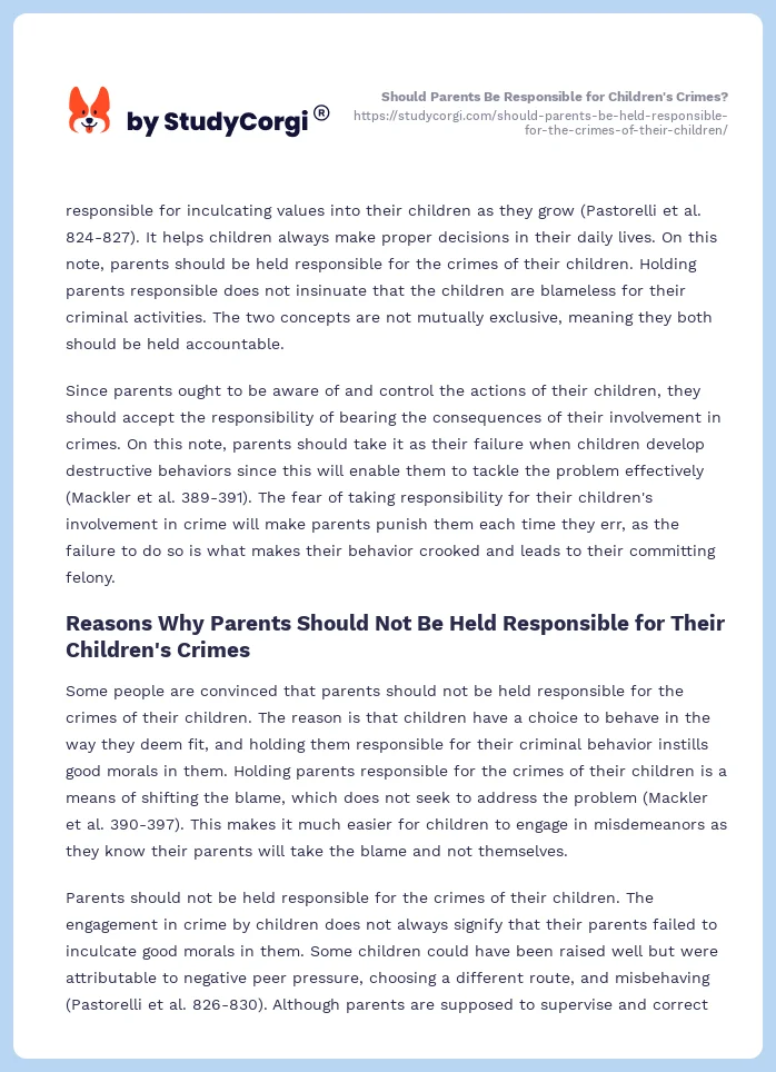 Should Parents Be Responsible for Children's Crimes?. Page 2
