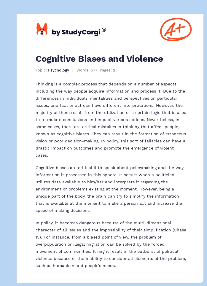 Cognitive Biases and Violence. Page 1
