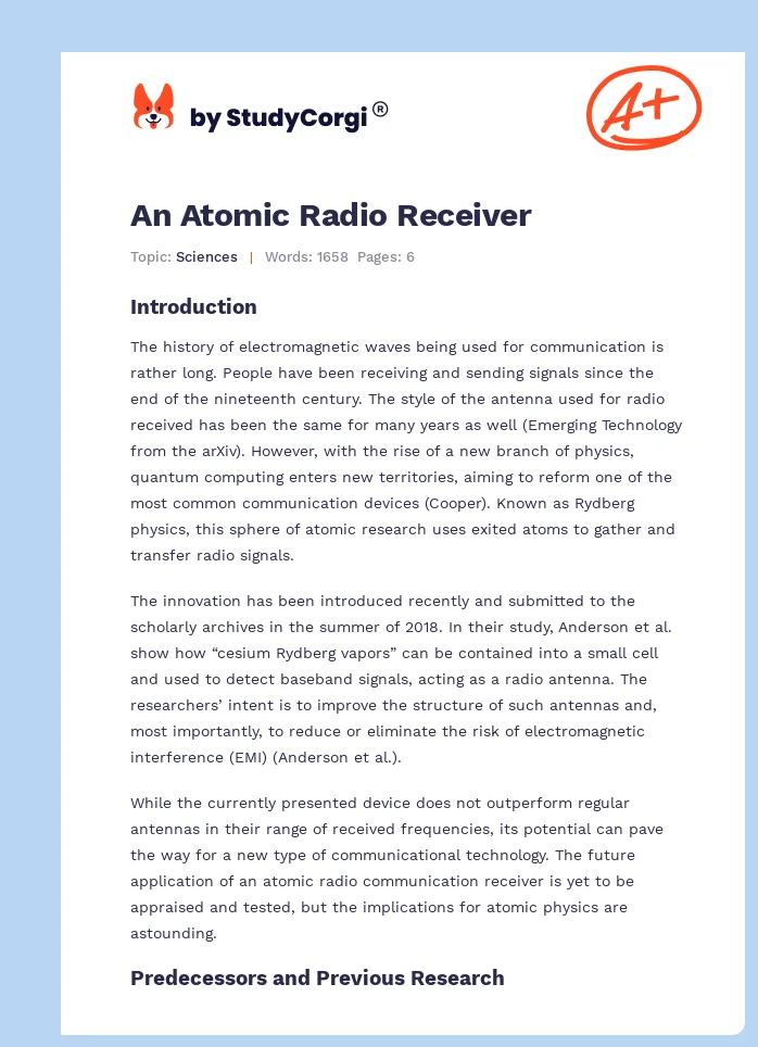An Atomic Radio Receiver. Page 1