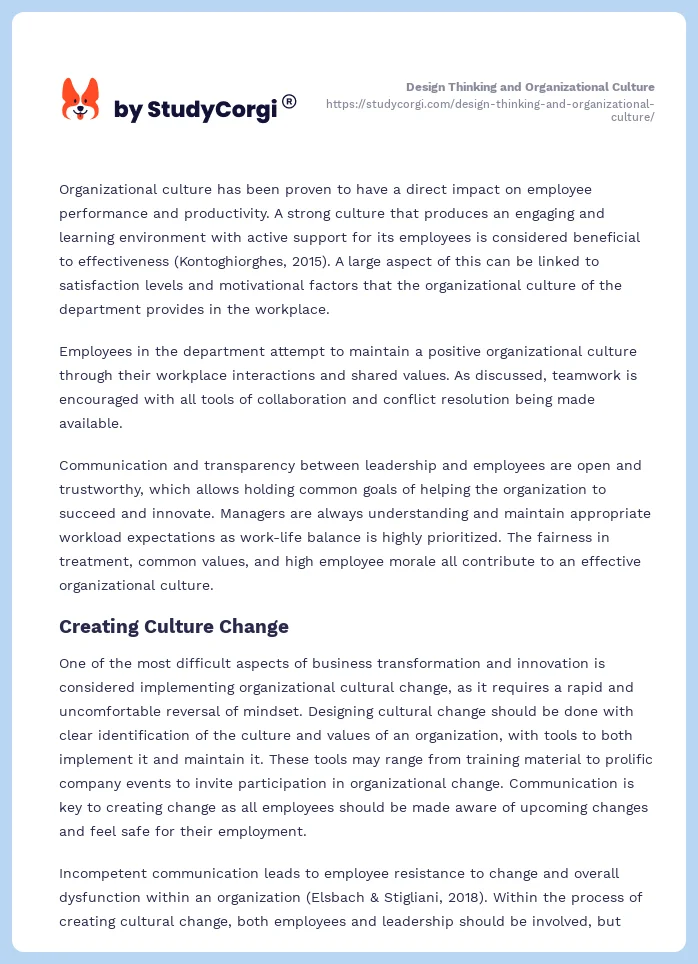Design Thinking and Organizational Culture. Page 2