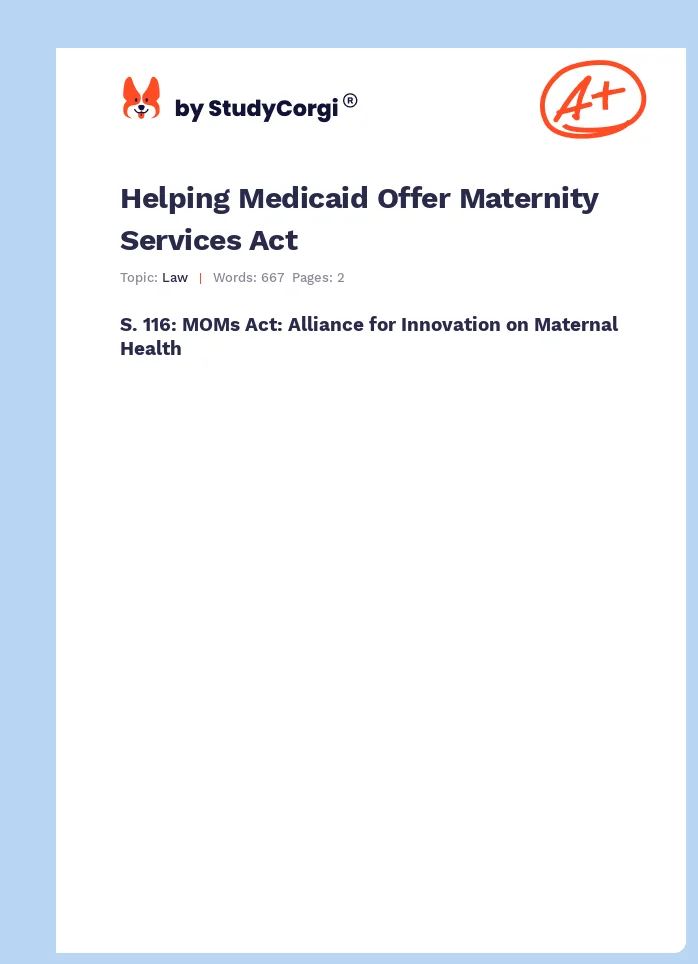 Helping Medicaid Offer Maternity Services Act. Page 1