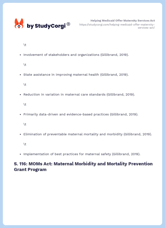 Helping Medicaid Offer Maternity Services Act. Page 2
