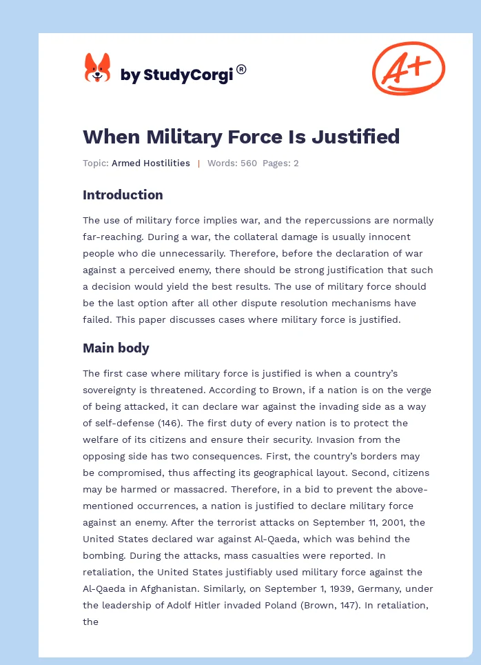 When Military Force Is Justified. Page 1
