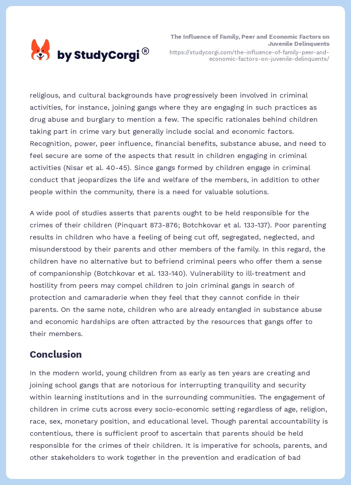 The Influence of Family, Peer and Economic Factors on Juvenile Delinquents. Page 2