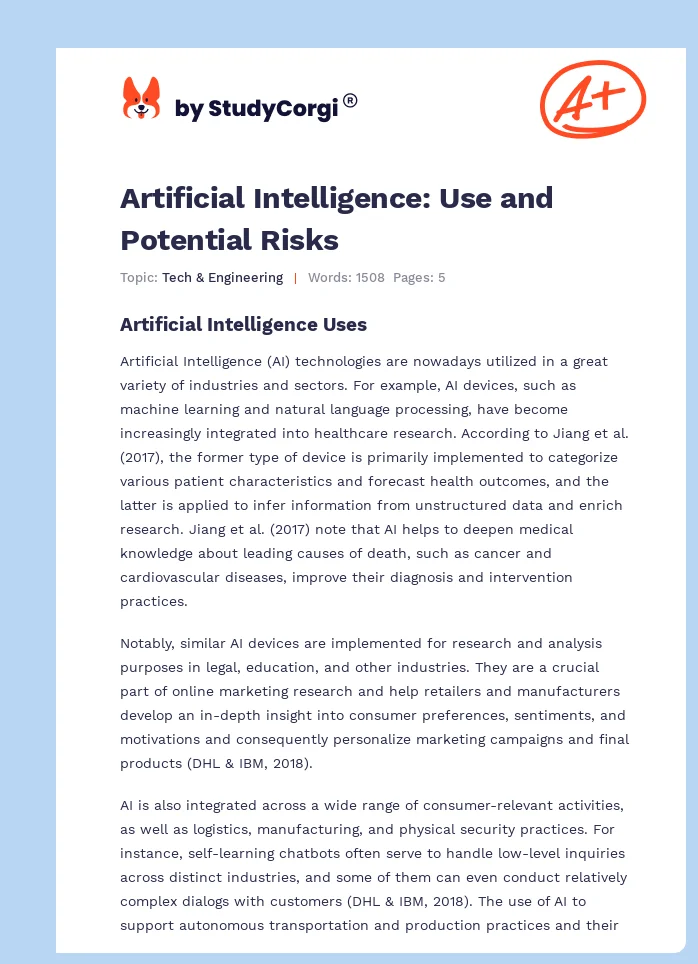 Artificial Intelligence: Use and Potential Risks. Page 1