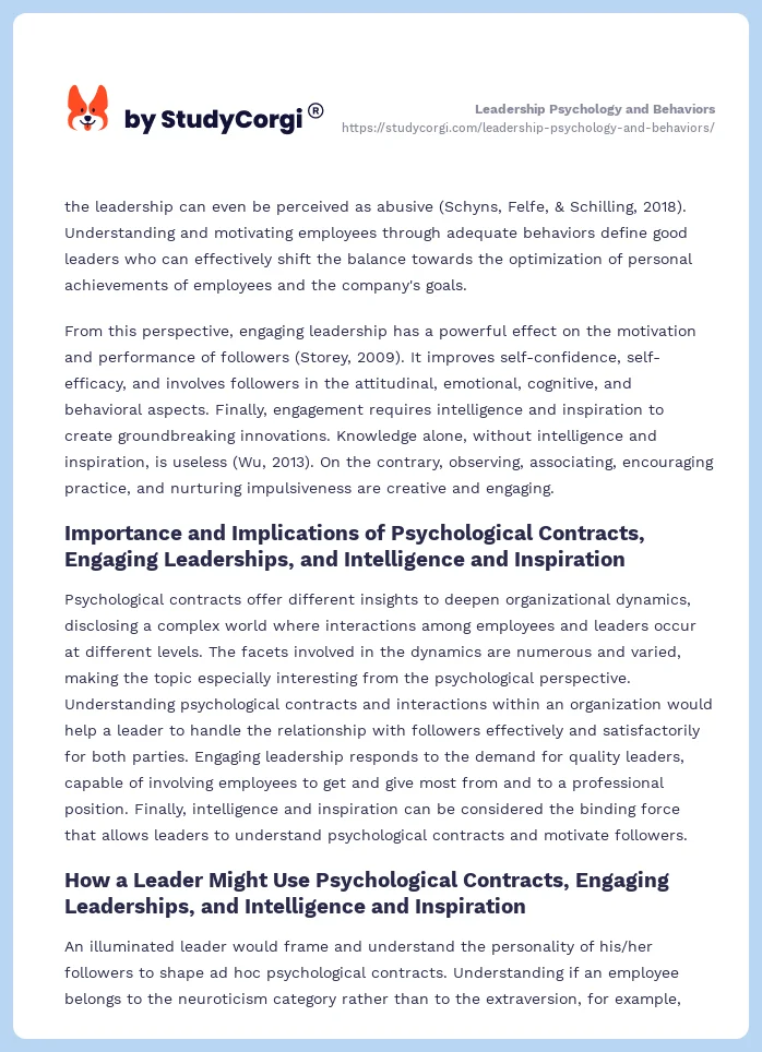 Leadership Psychology and Behaviors. Page 2