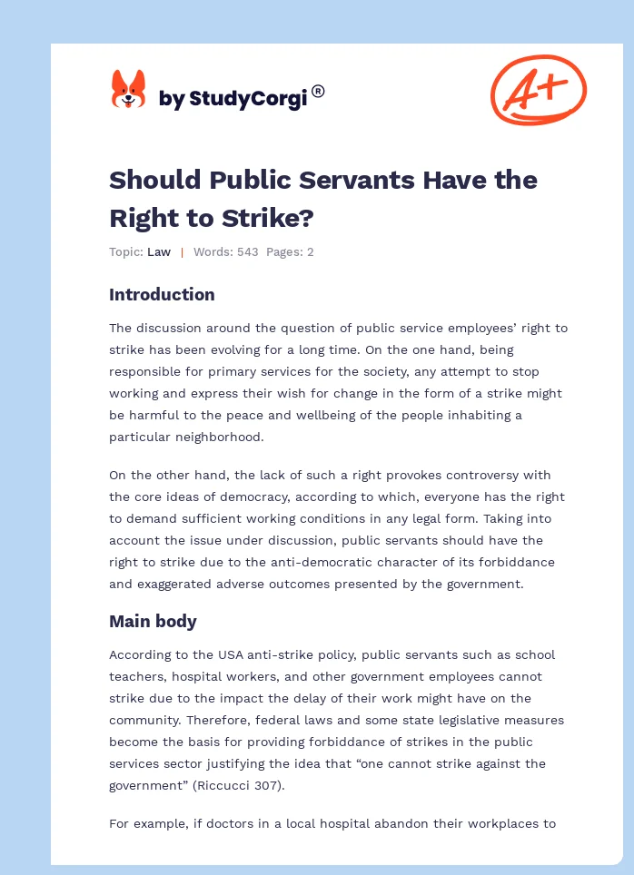 Should Public Servants Have the Right to Strike?. Page 1