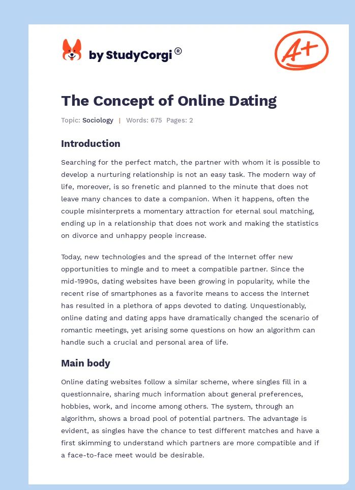 The Concept of Online Dating. Page 1