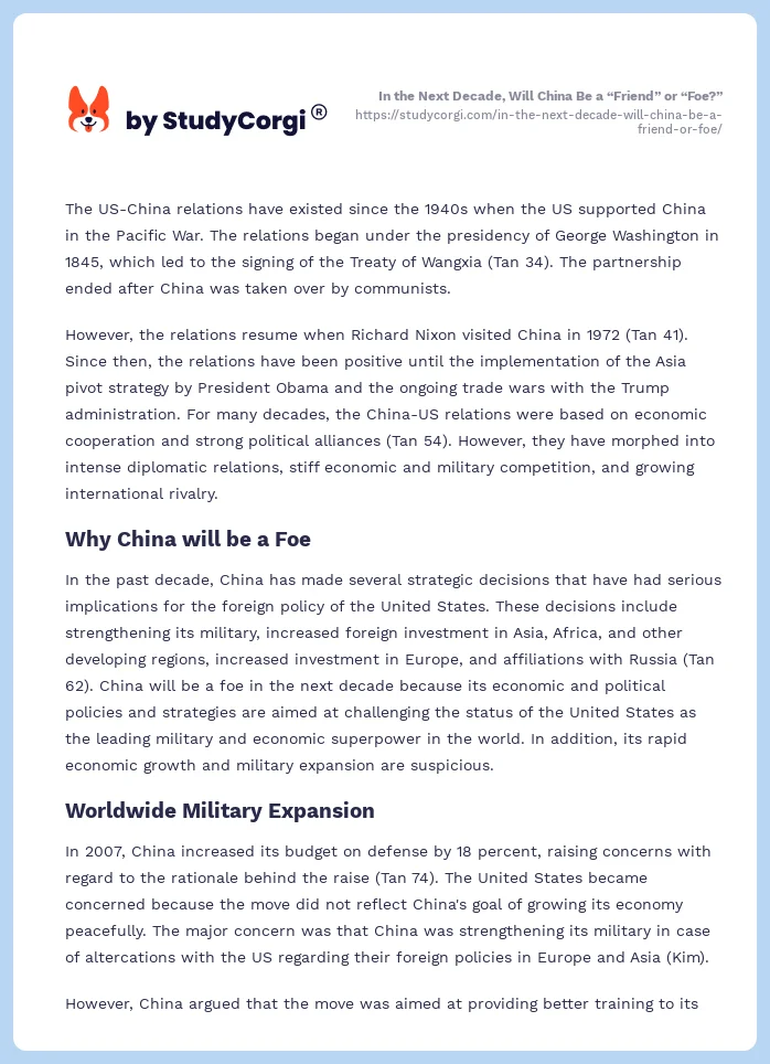 In the Next Decade, Will China Be a “Friend” or “Foe?”. Page 2