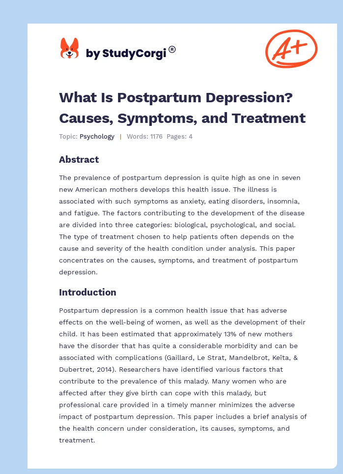 What Is Postpartum Depression? Causes, Symptoms, and Treatment. Page 1