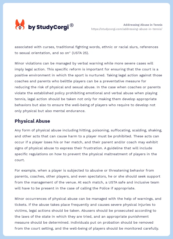 Addressing Abuse in Tennis. Page 2