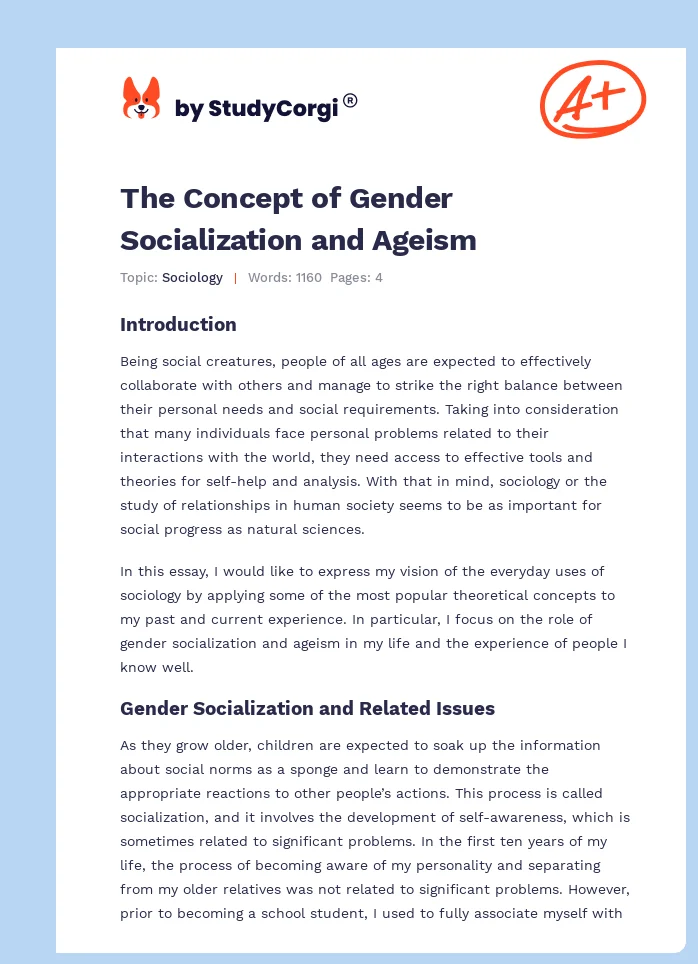 The Concept of Gender Socialization and Ageism. Page 1