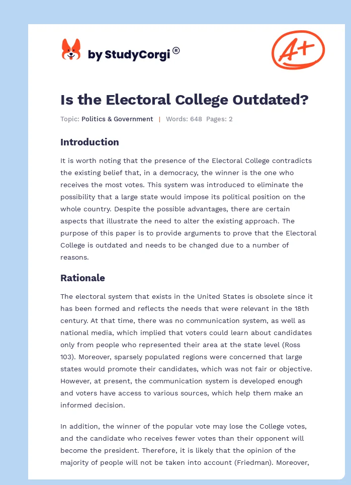 Is the Electoral College Outdated?. Page 1
