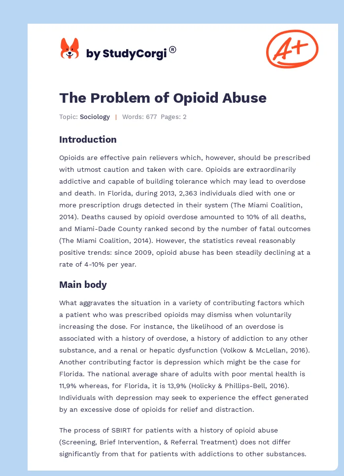 The Problem of Opioid Abuse. Page 1