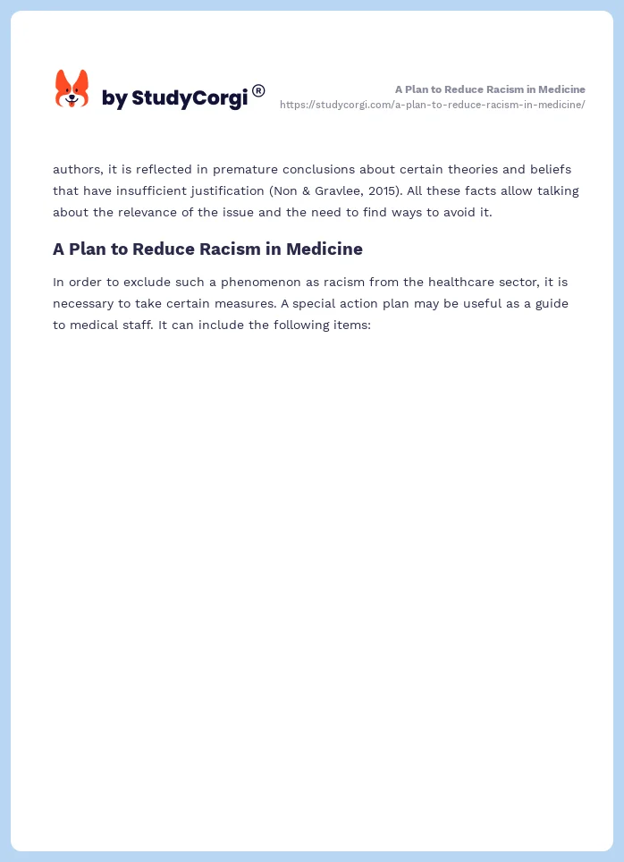 A Plan to Reduce Racism in Medicine. Page 2