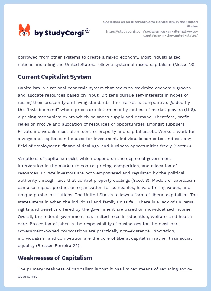 Socialism as an Alternative to Capitalism in the United States. Page 2
