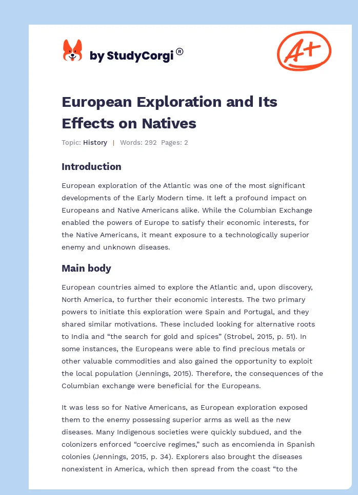 European Exploration and Its Effects on Natives. Page 1