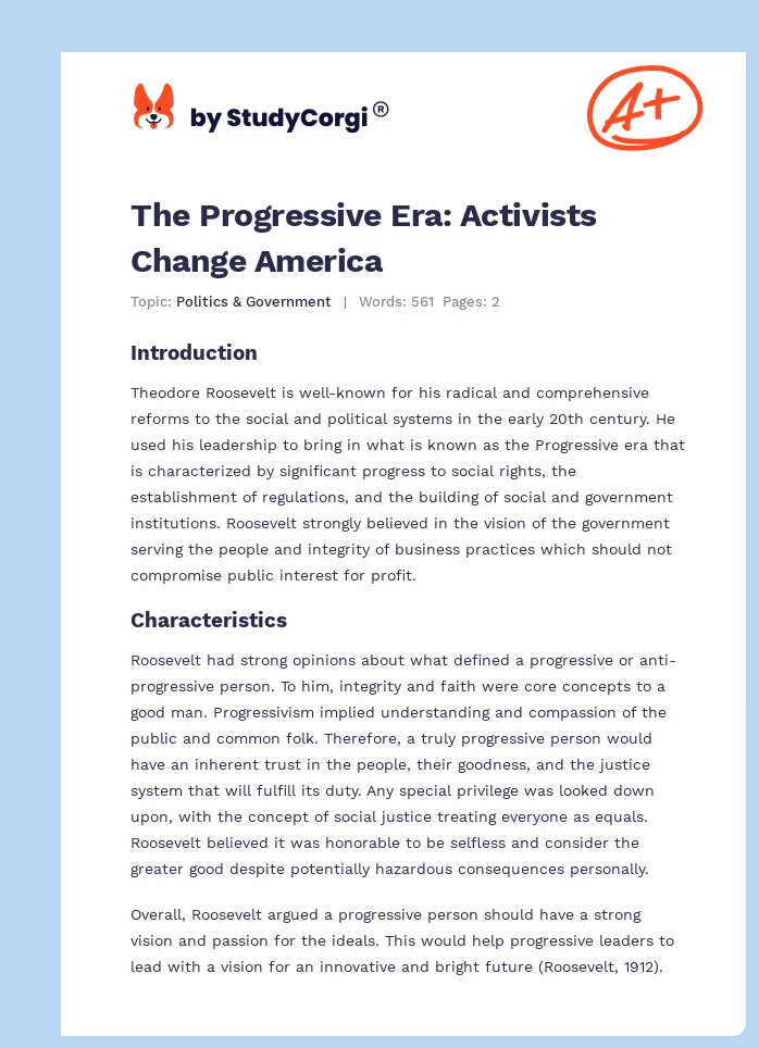 The Progressive Era: Activists Change America. Page 1