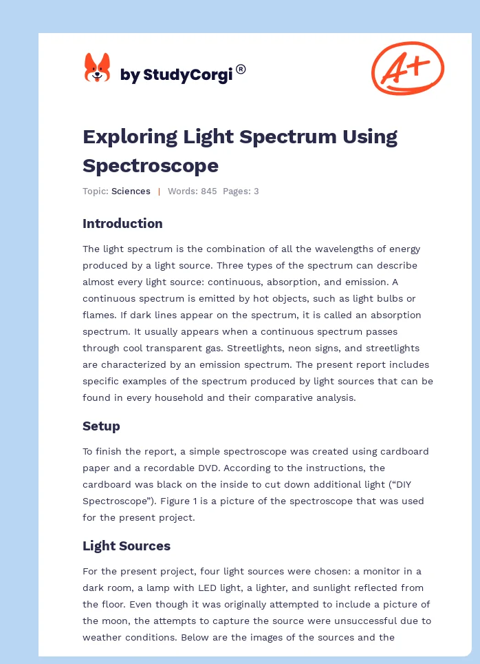 Exploring Light Spectrum Using Spectroscope. Page 1