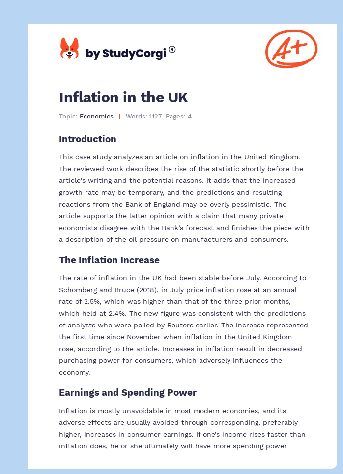 Inflation in the UK. Page 1