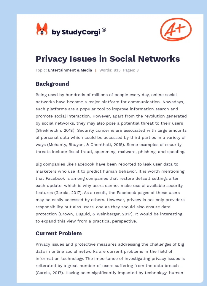 Privacy Issues in Social Networks. Page 1