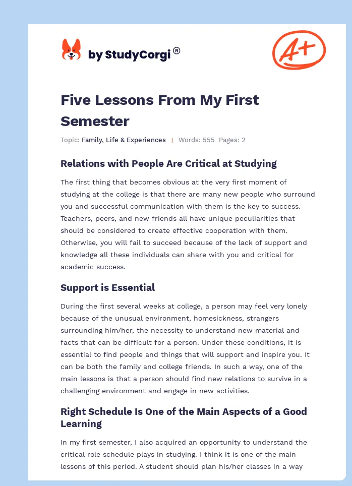 Five Lessons From My First Semester. Page 1
