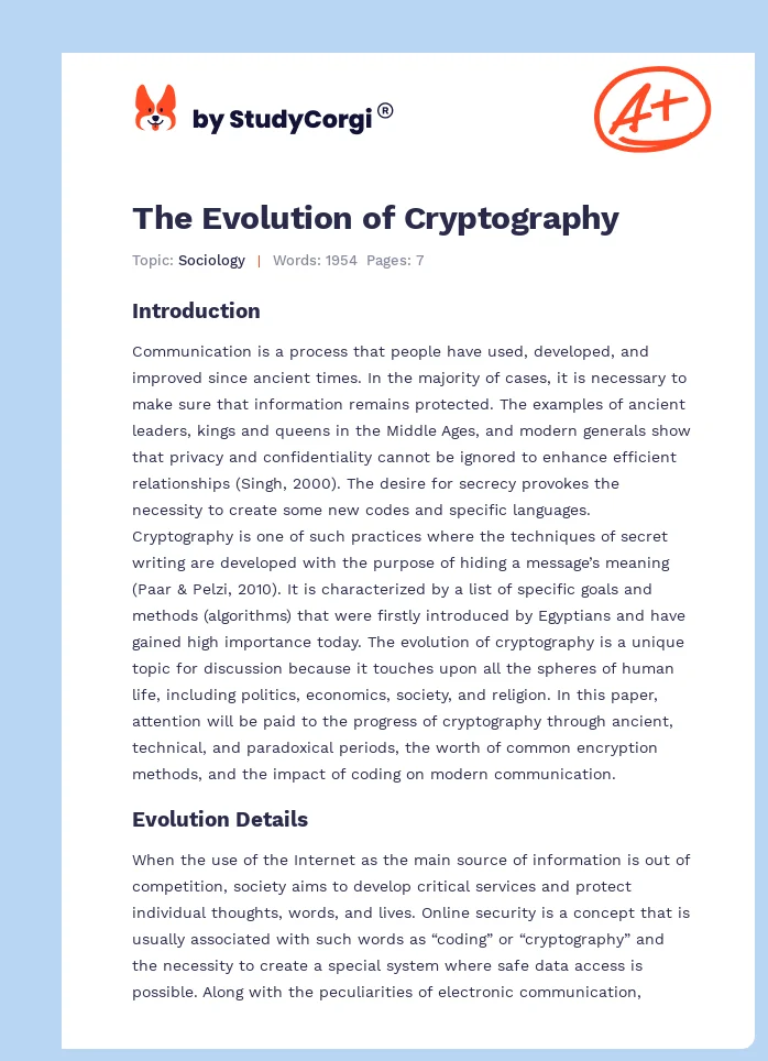 The Evolution of Cryptography. Page 1