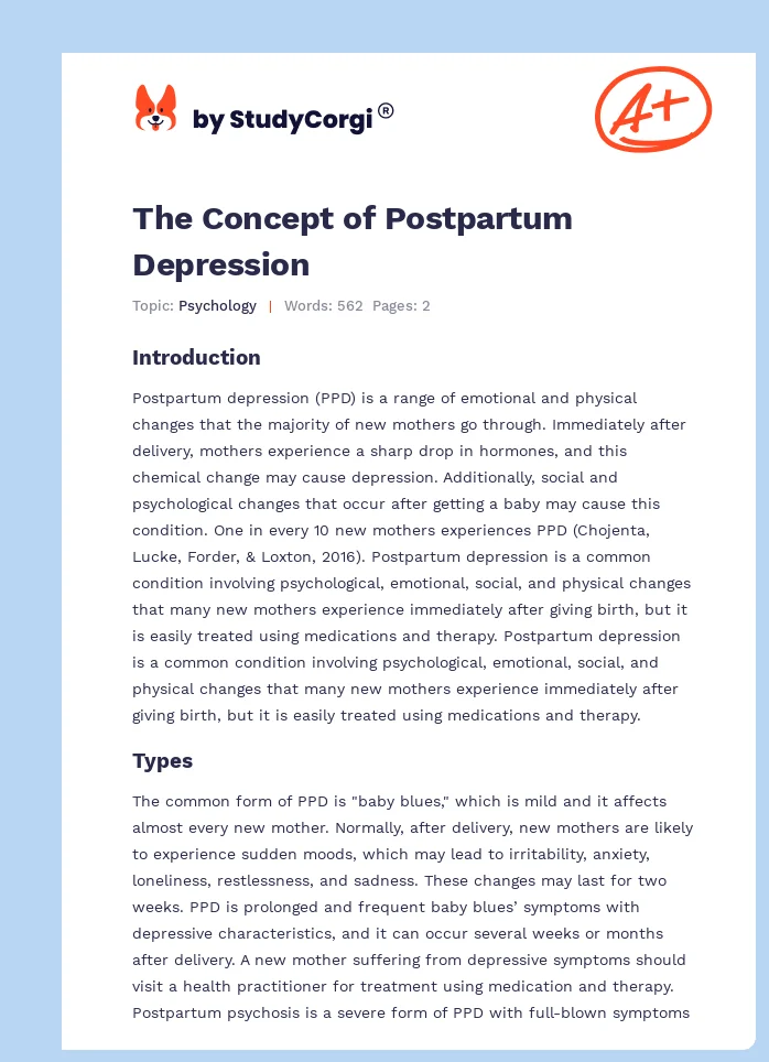 The Concept of Postpartum Depression. Page 1
