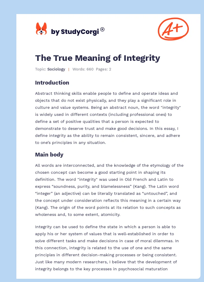 The True Meaning of Integrity. Page 1